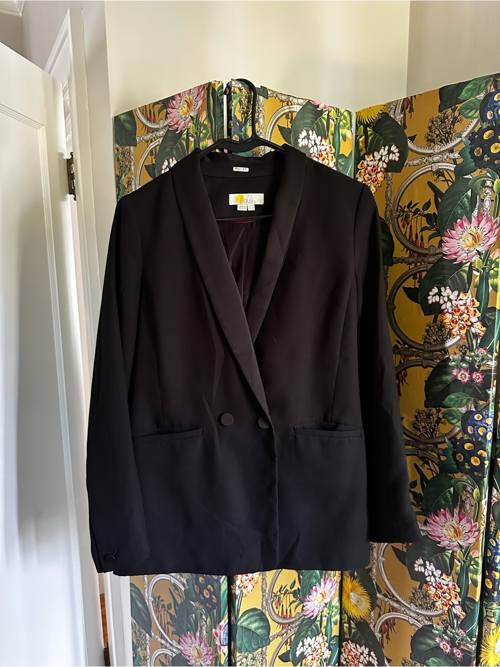 Boden Black Double-Breasted Satin-Lapel Blazer tuxedo 6